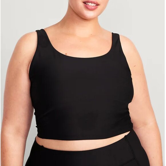 NWT - Old Navy Women's Light Support Powersoft Longline Sports Bra - Black - Picture 1 of 9